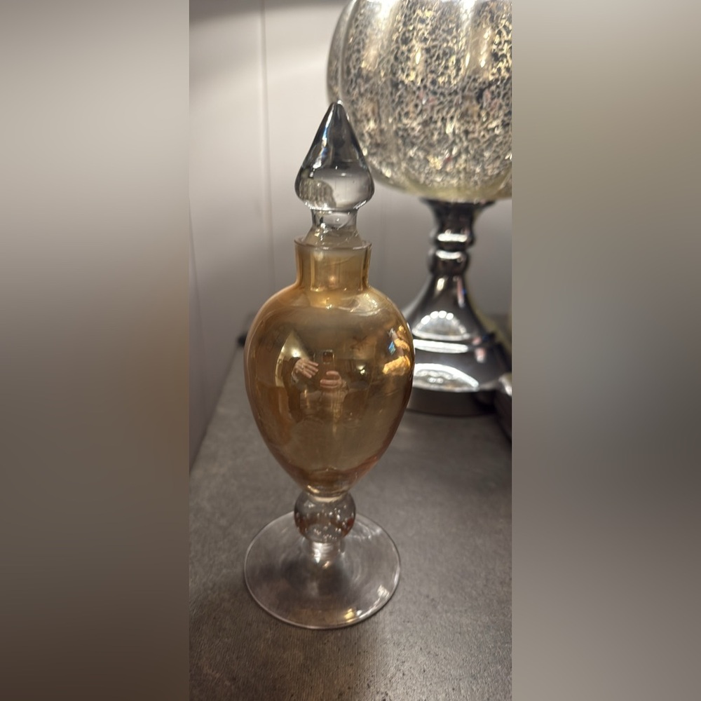 Elegant vintage perfume Glass bottle in Amber